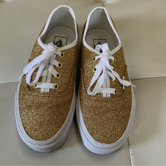 Vans women’s Gold Glitter Sneakers Sparkly Shoes Festival Disco 5.5 - Picture 5 of 10